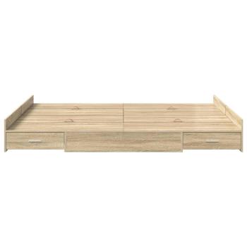 Bett mit Stauraum Sonoma Eiche 140 x 190 cm Melamin