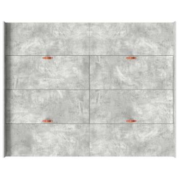 Bett mit Stauraum mit Schubladen mit Kopfteil mit Speicher Betongrau 140 x 190 cm Melamin