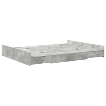 Bett mit Stauraum mit Schubladen mit Kopfteil mit Speicher Betongrau 140 x 190 cm Melamin