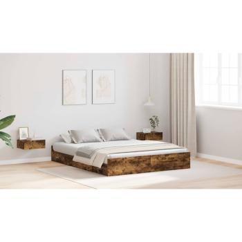 Bett mit Stauraum mit Schubladen mit Kopfteil mit Speicher Räuchereiche 140 x 190 cm