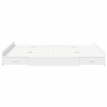 Bett mit Stauraum mit Schubladen mit Kopfteil mit Speicher Weiß 135 x 190 cm Spanplatte