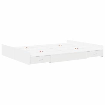 Bett mit Stauraum mit Schubladen mit Kopfteil mit Speicher Weiß 135 x 190 cm Spanplatte