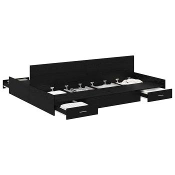 Bett mit Stauraum Schwarze Eiche 135 x 190 cm Melamin