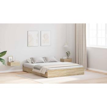 Bett mit Stauraum Sonoma Eiche 135 x 190 cm Melamin