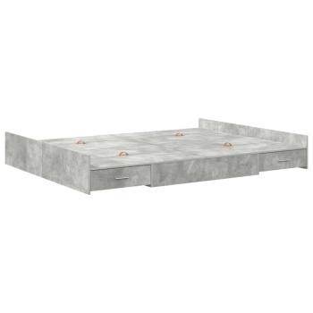 Bett mit Stauraum Betongrau 135 x 190 cm Holzwerkstoff