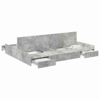 Bett mit Stauraum Betongrau 135 x 190 cm Holzwerkstoff