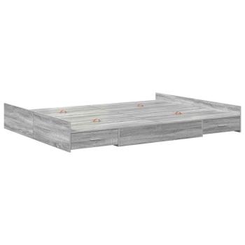 Bett mit Stauraum Grau Sonoma 135 x 190 cm Holzverbundwerkstoff