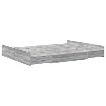 Bett mit Stauraum Grau Sonoma 135 x 190 cm Holzverbundwerkstoff