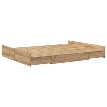 Bett mit Stauraum Eiche handwerklich 135 x 190 cm Melamin