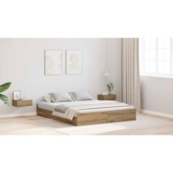 Bett mit Stauraum Eiche handwerklich 135 x 190 cm Melamin