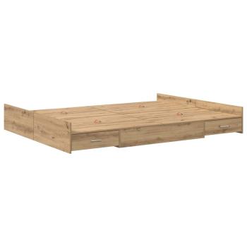 Bett mit Stauraum Eiche handwerklich 135 x 190 cm Melamin