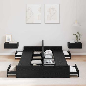 Bett mit Stauraum Schwarze Eiche 120 x 190 cm Melamin