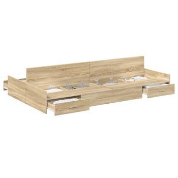 Bett mit Stauraum mit Schubladen mit Kopfteil mit Speicher Sonoma Eiche 120 x 190 cm MDF