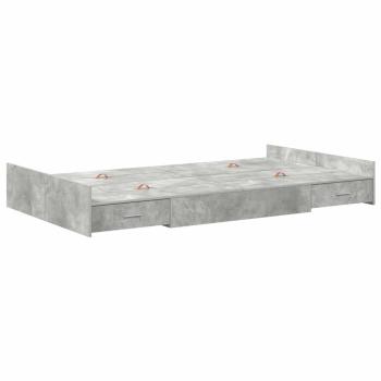 Bett mit Stauraum mit Schubladen mit Kopfteil mit Speicher Betongrau 120 x 190 cm MDF
