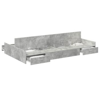 Bett mit Stauraum mit Schubladen mit Kopfteil mit Speicher Betongrau 120 x 190 cm MDF