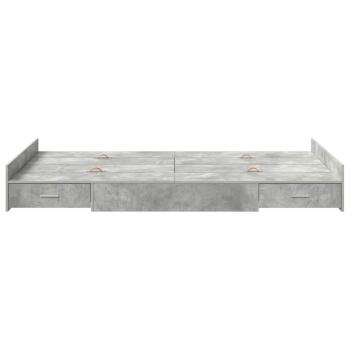 Bett mit Stauraum mit Schubladen mit Kopfteil mit Speicher Betongrau 120 x 190 cm MDF