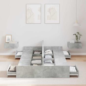 Bett mit Stauraum mit Schubladen mit Kopfteil mit Speicher Betongrau 120 x 190 cm MDF