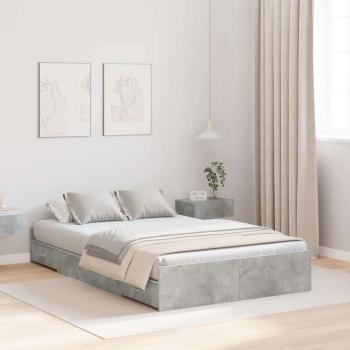 Bett mit Stauraum mit Schubladen mit Kopfteil mit Speicher Betongrau 120 x 190 cm MDF