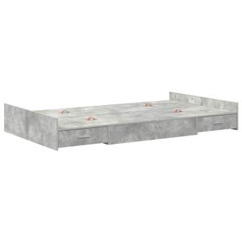Bett mit Stauraum mit Schubladen mit Kopfteil mit Speicher Betongrau 120 x 190 cm MDF