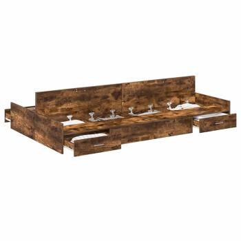 Bett mit Stauraum mit Schubladen mit Kopfteil mit Speicher Räuchereiche 120 x 190 cm Holz