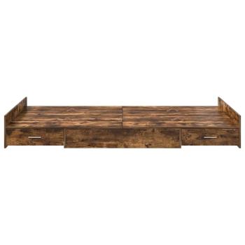 Bett mit Stauraum mit Schubladen mit Kopfteil mit Speicher Räuchereiche 120 x 190 cm Holz