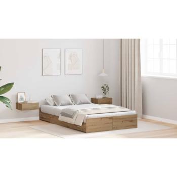 Bett mit Stauraum Eiche handwerklich 120 x 190 cm Melaminplatte