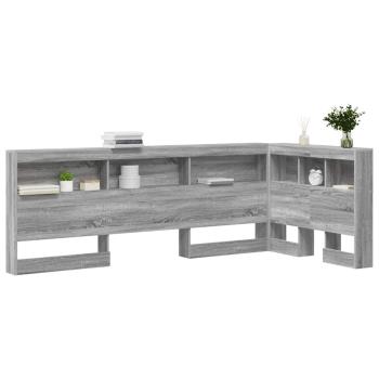 Stauraum-Kopfteil mit Regal mit Kopfteil mit Speicher Grau Sonoma 80 cm Holzwerkstoff