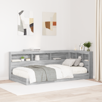 Stauraum-Kopfteil mit Regal mit Kopfteil mit Speicher Grau Sonoma 80 cm Holzwerkstoff