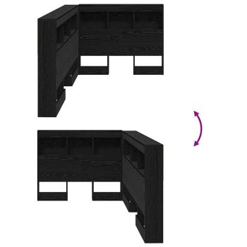Stauraum-Kopfteil mit Regal mit Kopfteil mit Speicher Schwarze Eiche 90 cm Melamin