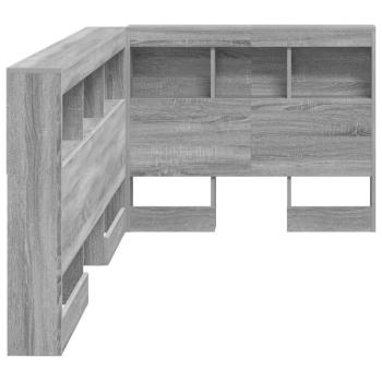 Stauraum-Kopfteil mit Regal mit Kopfteil mit Speicher Grau Sonoma 90 cm Holzwerkstoff
