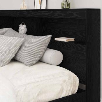 Stauraum-Kopfteil mit Regal Schwarze Eiche 200 cm Holzwerkstoff
