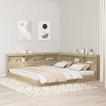 ARDEBO.de - Stauraum-Kopfteil mit Regal Sonoma Eiche 200 cm Holzwerkstoff