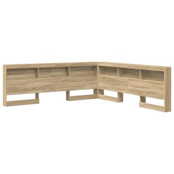 Stauraum-Kopfteil mit Regal Sonoma Eiche 200 cm Holzwerkstoff