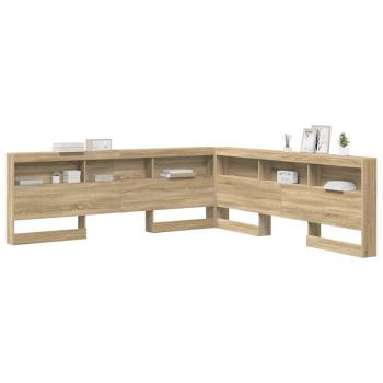 Stauraum-Kopfteil mit Regal Sonoma Eiche 200 cm Holzwerkstoff