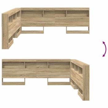 Stauraum-Kopfteil mit Regal Sonoma Eiche 200 cm Holzwerkstoff