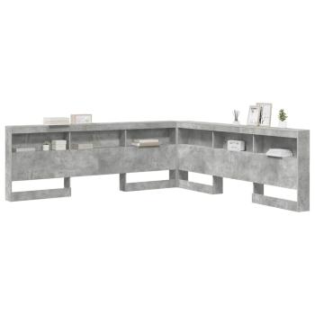 Stauraum-Kopfteil mit Regal mit Kopfteil mit Speicher Betongrau 200 cm Holzwerkstoff