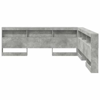 Stauraum-Kopfteil mit Regal mit Kopfteil mit Speicher Betongrau 200 cm Holzwerkstoff
