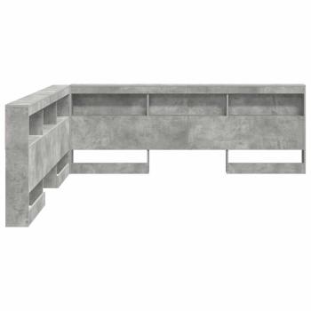 Stauraum-Kopfteil mit Regal mit Kopfteil mit Speicher Betongrau 200 cm Holzwerkstoff