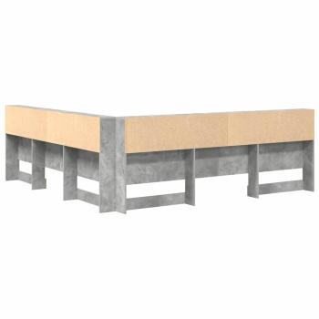 Stauraum-Kopfteil mit Regal mit Kopfteil mit Speicher Betongrau 200 cm Holzwerkstoff
