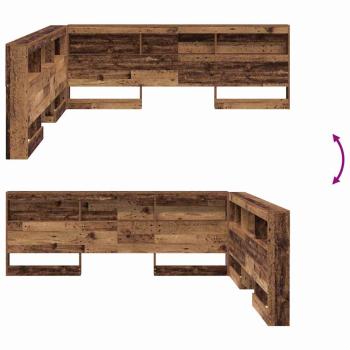 Stauraum-Kopfteil mit Regal mit Kopfteil mit Speicher Altholz 200 cm Holzwerkstoff