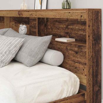Stauraum-Kopfteil mit Regal mit Kopfteil mit Speicher Altholz 200 cm Holzwerkstoff