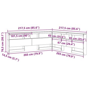 Stauraum-Kopfteil Eiche handwerklich 200 cm Holzwerkstoff