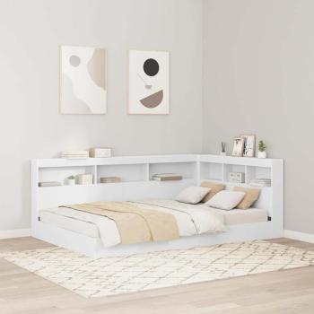 ARDEBO.de - Stauraum-Kopfteil mit Regal mit Kopfteil mit Speicher Weiß 120 cm Holzwerkstoff