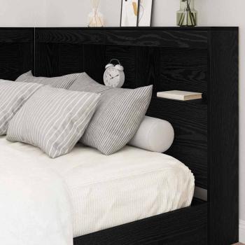 Stauraum-Kopfteil mit Regal Schwarze Eiche 120 cm Holzwerkstoff