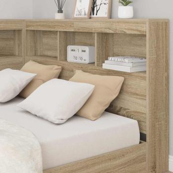 Stauraum-Kopfteil mit Regal Sonoma Eiche 120 cm Holzwerkstoff