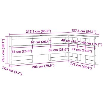 Stauraum-Kopfteil mit Regal Räuchereiche 120 cm Holzwerkstoff