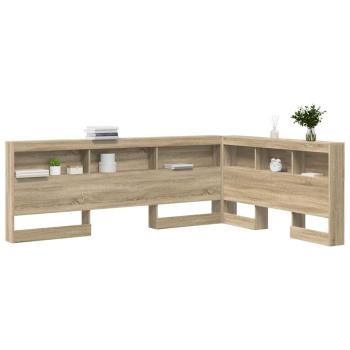 Stauraum-Kopfteil mit Regal Sonoma Eiche 140 cm Holzwerkstoff