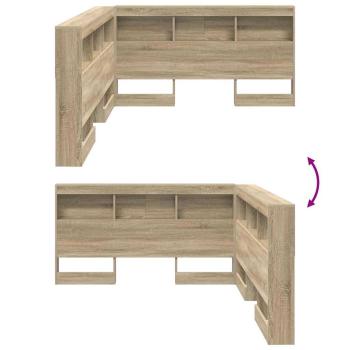 Stauraum-Kopfteil mit Regal Sonoma Eiche 140 cm Holzwerkstoff