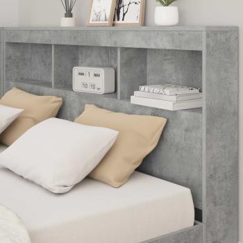 Stauraum-Kopfteil mit Regal mit Kopfteil mit Speicher Betongrau 140 cm Holzwerkstoff