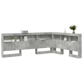 Stauraum-Kopfteil mit Regal mit Kopfteil mit Speicher Betongrau 140 cm Holzwerkstoff